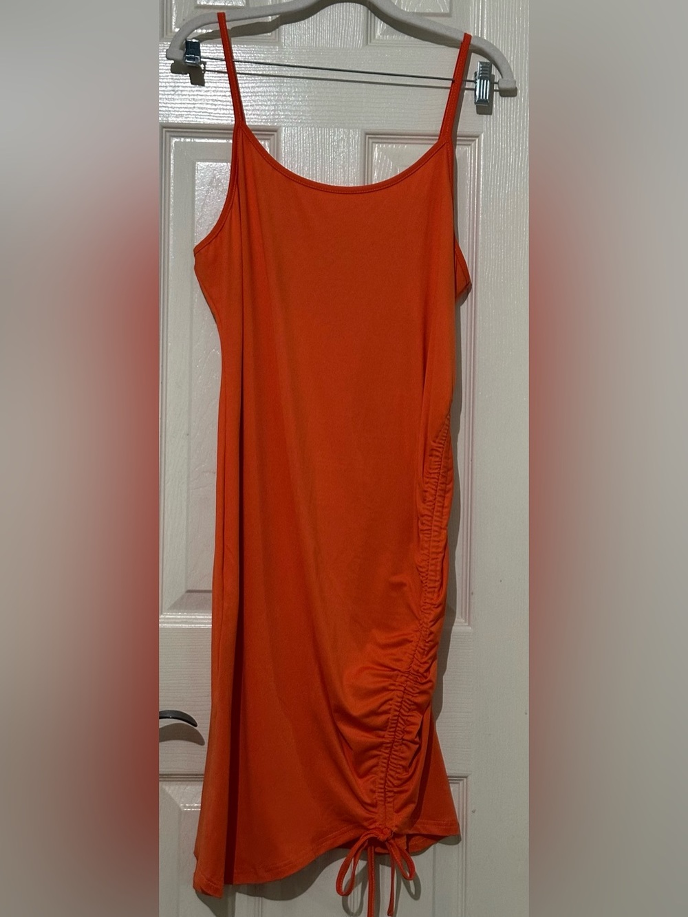 SHEIN Orange Ruched Bodycon Dress | Size 2XL | Adjustable Side Tie